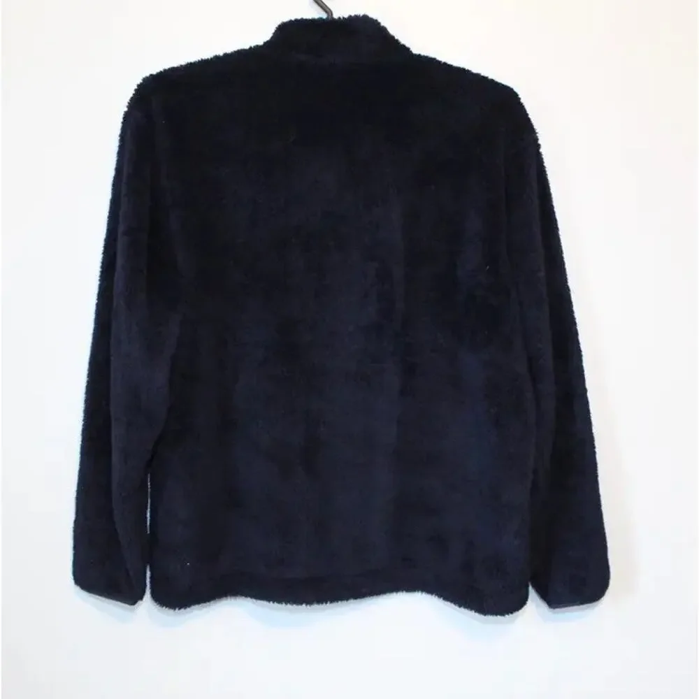 NWT Orvis 1/4 Button Fuzzy Fleece Pullover Navy Plush Sherpa Men's Sz XL H14598 - Picture 10 of 12